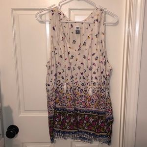V-Neck Floral Tank with Tassels